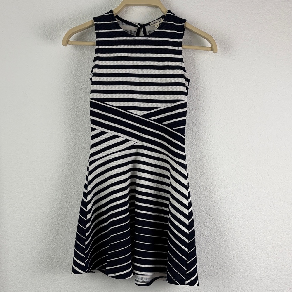 Monteau Black and White Striped Kids Dress
